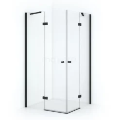Amber Douchecabine | 100x100 Cm Mat Zwart Helder Glas Draaideur Vierkant