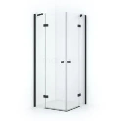 Amber Douchecabine | 80x80 Cm Mat Zwart Helder Glas Draaideur Vierkant