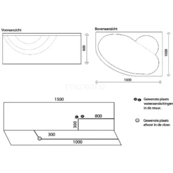 Arctic Compleet Bad | 150x100cm 1 Persoons Rechts Mengkraan -Badkamer Verkoop arctic compleet bad 150x100cm 1 persoons rechts mengkraan w010 151ar 2