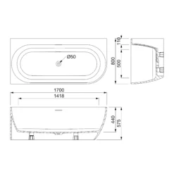 Basento Hoekbad | 170x80cm Solid Surface Mat Wit Links -Badkamer Verkoop basento hoekbad 170x80cm solid surface mat wit links vsb22l mn 5