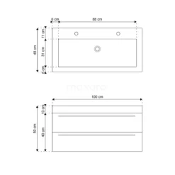 Canto Badkamermeubel Met Wastafel | 100 Cm Mat Zwart Front Mineraalmarmer 2 Lage Lades Onder Elkaar -Badkamer Verkoop canto badkamermeubel met wastafel 100 cm mat zwart front mineraalmarmer 2 lage lades onder elkaar f02 100022104 5