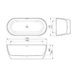 Cedrino Vrijstaand Bad | 170x75cm Acryl Mat Wit -Badkamer Verkoop cedrino vrijstaand bad 170x75cm acryl mat wit vsa71m 7