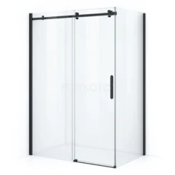 Crystal Allure Douchecabine | 140x90 Cm Mat Zwart Helder Glas Schuifdeur Rechthoek