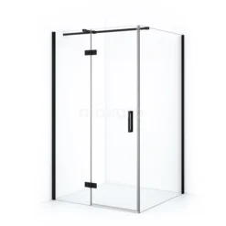 Diamond Douchecabine | 110x90 Cm Mat Zwart Helder Glas Draaideur Rechthoek
