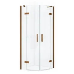 Diamond Douchecabine | 80x80 Cm Koper Helder Glas Draaideur Kwartrond