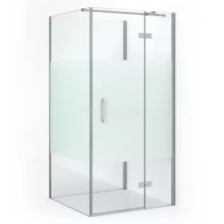 Diamond Douchecabine | 90x90 Cm Chroom Helder Met Matte Strook Draaideur Halfvrijstaande Vierkant