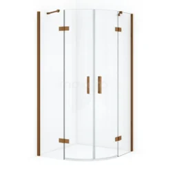 Diamond Douchecabine | 90x90 Cm Koper Helder Glas Draaideur Kwartrond