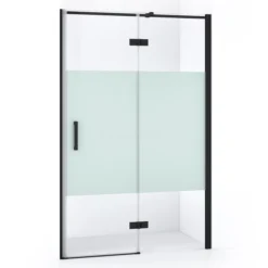 Diamond Douchedeur | 120 Cm Mat Zwart Helder Met Matte Strook Draaideur