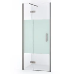 Diamond Douchedeur | 80 Cm Rvs Helder Met Matte Strook Draaideur