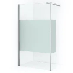 Diamond Inloopdouche | 110 Cm Chroom Helder Met Matte Strook Vaste Wand Met Zijwand