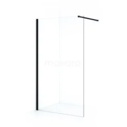 Diamond Inloopdouche | 120 Cm Mat Zwart Helder Glas Vaste Wand