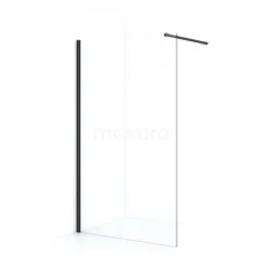 Diamond Inloopdouche | 120 Cm Zwart Chroom Helder Glas Vaste Wand