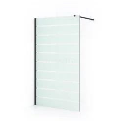 Diamond Inloopdouche | 120 Cm Zwart Chroom Helder Met Matte Strepen Vaste Wand