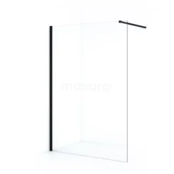 Diamond Inloopdouche | 130 Cm Mat Zwart Helder Glas Vaste Wand