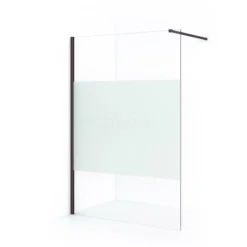 Diamond Inloopdouche | 140 Cm Zwart Metaal Helder Met Matte Strook Vaste Wand