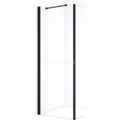 Diamond Inloopdouche | 70 Cm Mat Zwart Helder Glas Vaste Wand Met Zijwand