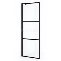 Diamond Inloopdouche | 80 Cm Zwart Helder Met 4 Zwarte Strepen Vaste Wand