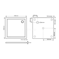 Douchebak 100x100cm Vierkant Acryl Met Anti-slipoppervlakte -Badkamer Verkoop douchebak 100x100cm vierkant acryl met anti slipoppervlakte dbas1010as 4