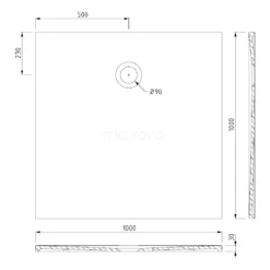 Douchebak 100x100cm Vierkant Mineraalmarmer Hoogglans Wit -Badkamer Verkoop douchebak 100x100cm vierkant mineraalmarmer hoogglans wit dbms1010 3