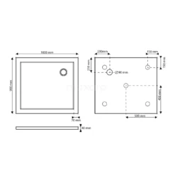 Douchebak 100x90cm Rechthoek Acryl Hoogglans Wit -Badkamer Verkoop douchebak 100x90cm rechthoek acryl hoogglans wit dbar1009g 4