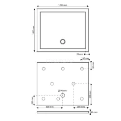 Douchebak 120x100cm Rechthoek Acryl Hoogglans Wit -Badkamer Verkoop douchebak 120x100cm rechthoek acryl hoogglans wit dbar1210g 4