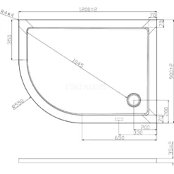 Douchebak 120x90cm Offset SMC Hoogglans Wit -Badkamer Verkoop douchebak 120x90cm offset smc hoogglans wit dbso1209r 2