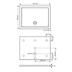 Douchebak 120x90cm Rechthoek Acryl Hoogglans Wit -Badkamer Verkoop douchebak 120x90cm rechthoek acryl hoogglans wit dbar1209g 4