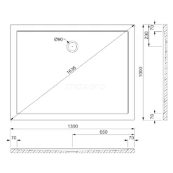 Douchebak 130x100cm Rechthoek Acryl Hoogglans Wit -Badkamer Verkoop douchebak 130x100cm rechthoek acryl hoogglans wit dbar1310g 4