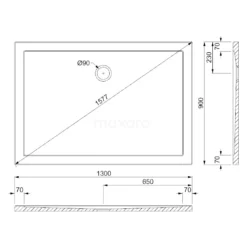 Douchebak 130x90cm Rechthoek Acryl Hoogglans Wit -Badkamer Verkoop douchebak 130x90cm rechthoek acryl hoogglans wit dbar1309g 4