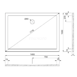Douchebak 140x100cm Rechthoek Acryl Met Anti-slipoppervlakte -Badkamer Verkoop douchebak 140x100cm rechthoek acryl met anti slipoppervlakte dbar1410as 4