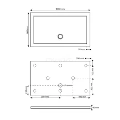Douchebak 140x80cm Rechthoek Acryl Met Anti-slipoppervlakte -Badkamer Verkoop douchebak 140x80cm rechthoek acryl met anti slipoppervlakte dbar1408as 4