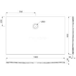 Douchebak 140x90cm Rechthoek Mineraalmarmer Hoogglans Wit -Badkamer Verkoop douchebak 140x90cm rechthoek mineraalmarmer hoogglans wit dbms1409 3