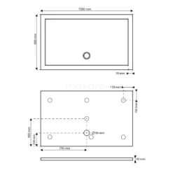 Douchebak 150x90cm Rechthoek Acryl Hoogglans Wit -Badkamer Verkoop douchebak 150x90cm rechthoek acryl hoogglans wit dbar1509g 4