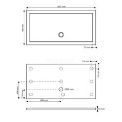 Douchebak 160x80cm Rechthoek Acryl Met Anti-slipoppervlakte -Badkamer Verkoop douchebak 160x80cm rechthoek acryl met anti slipoppervlakte dbar1608as 4