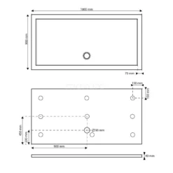 Douchebak 180x90cm Rechthoek Acryl Hoogglans Wit -Badkamer Verkoop douchebak 180x90cm rechthoek acryl hoogglans wit dbar1809g 4