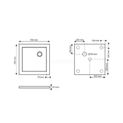 Douchebak 70x70cm Vierkant Acryl Hoogglans Wit -Badkamer Verkoop douchebak 70x70cm vierkant acryl hoogglans wit dbas0707g 4