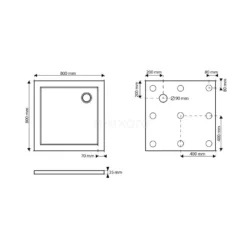Douchebak 80x80cm Vierkant SMC Hoogglans Wit -Badkamer Verkoop douchebak 80x80cm vierkant smc hoogglans wit dbss0808 2