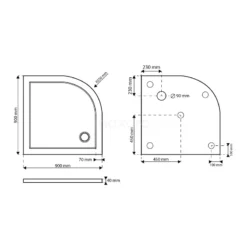 Douchebak 90x90cm Kwartrond Acryl Hoogglans Wit -Badkamer Verkoop douchebak 90x90cm kwartrond acryl hoogglans wit dbaq0909g 4