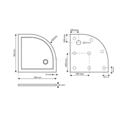 Douchebak 90x90cm Kwartrond SMC Hoogglans Wit -Badkamer Verkoop douchebak 90x90cm kwartrond smc hoogglans wit dbsq0909 2