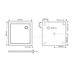 Douchebak 90x90cm Vierkant Acryl Hoogglans Wit -Badkamer Verkoop douchebak 90x90cm vierkant acryl hoogglans wit dbas0909g 4
