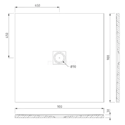 Douchebak 90x90cm Vierkant Mineraalmarmer Grijs -Badkamer Verkoop douchebak 90x90cm vierkant mineraalmarmer grijs dbls0909dg rdg 4