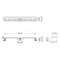 Douchegoot Met Flensrand 100cm Gestreept Rooster Zwart -Badkamer Verkoop douchegoot met flensrand 100cm gestreept rooster zwart dfg01 1000mb 4
