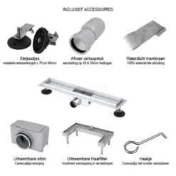 Douchegoot Met Flensrand 50cm Gestreept Rooster Rvs -Badkamer Verkoop douchegoot met flensrand 50cm gestreept rooster rvs dfg01 0500 2