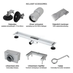 Douchegoot Met Flensrand 60cm Tegel- En Plaatrooster Rvs -Badkamer Verkoop douchegoot met flensrand 60cm tegel en plaatrooster rvs dfg02 0600 3