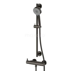 Doucheset Met Thermostaatkraan, Radius Black Chrome, Zwart Chroom