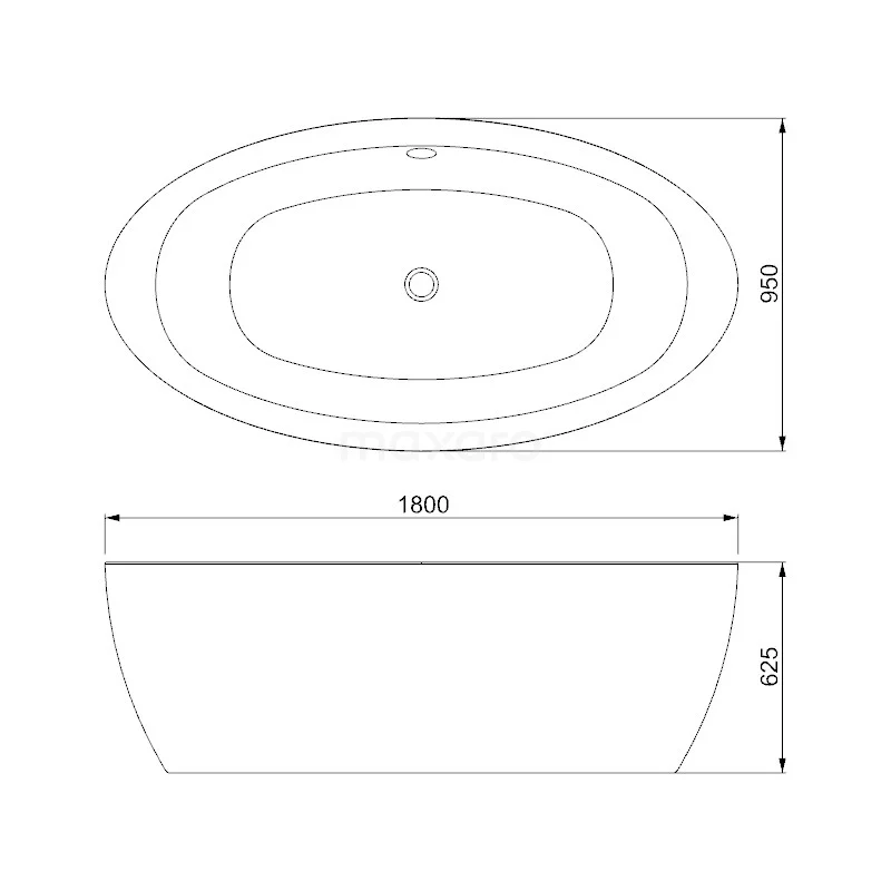 Esino Vrijstaand Bad | 180x95cm Acryl Glans Wit 8 Esino Vrijstaand Bad | 180x95cm Acryl Glans Wit - Afbeelding 8