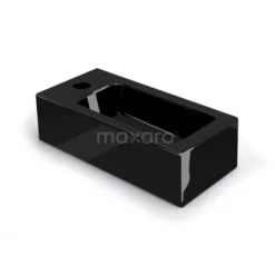 Fonteintje WC Clasico Keramiek Glanzend Zwart Kraangat Links