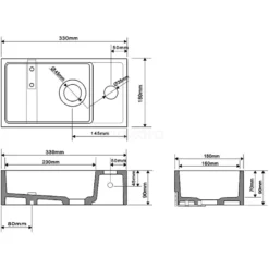 Fonteintje WC Mintra Mineraalmarmer Glanzend Wit Kraangat Rechts -Badkamer Verkoop fonteintje wc mintra mineraalmarmer glanzend wit kraangat rechts m110 1015 2
