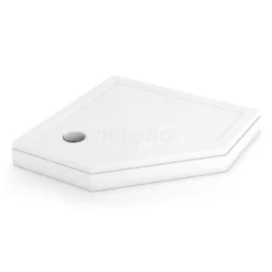 Hoge Douchebak 100x100cm Vijfhoek Acryl Hoogglans Wit