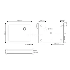 Hoge Douchebak 100x80cm Rechthoek Acryl Hoogglans Wit -Badkamer Verkoop hoge douchebak 100x80cm rechthoek acryl hoogglans wit dbar1008 h 6